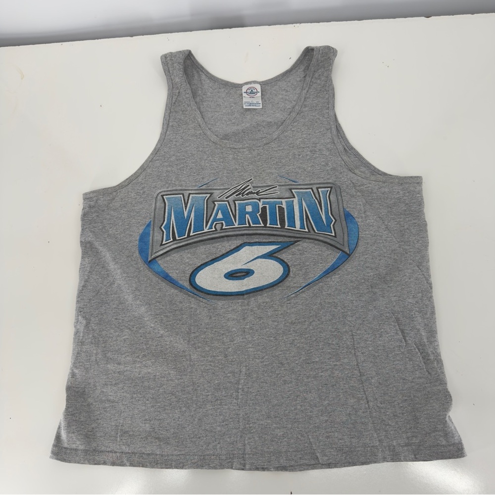 Vintage Delta Mark Martin #6 NASCAR Graphic Print Tank Top Sz Large Mens